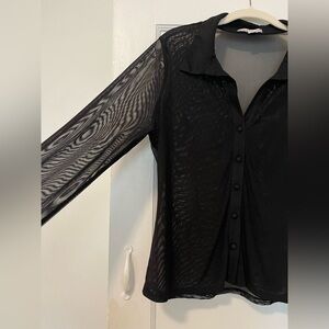 And Now This Black Mesh Blouse